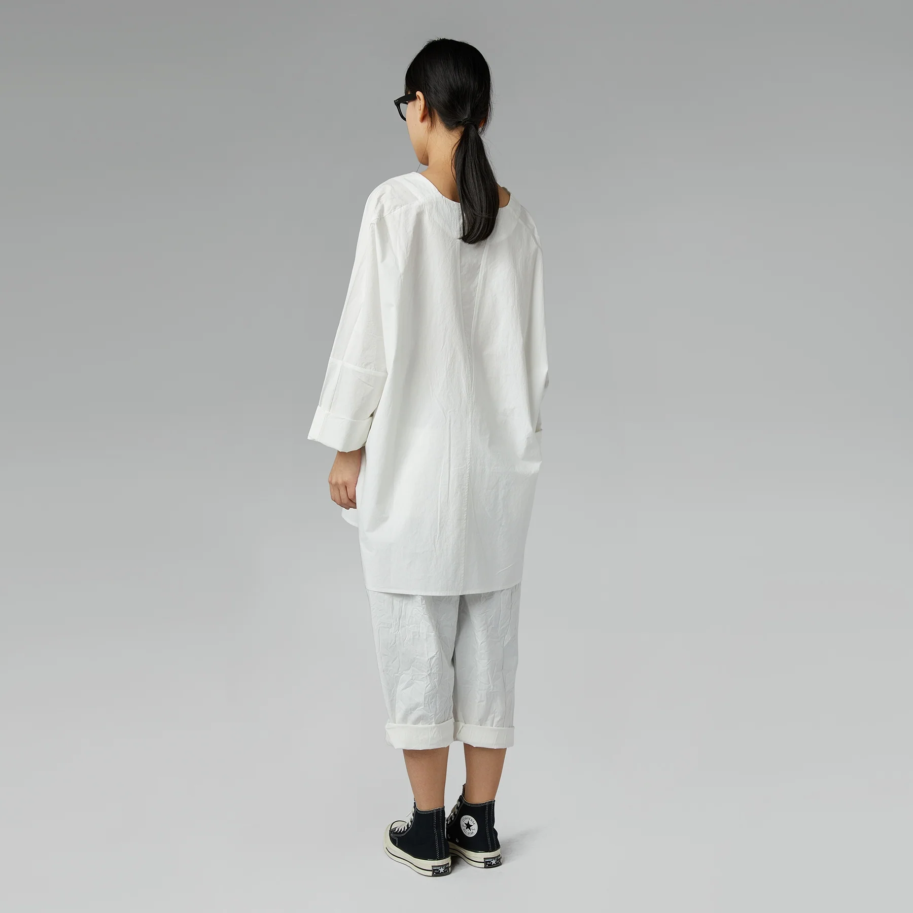 MAXI BLOUSE WITH V NECKLINE WHITE - Image 3