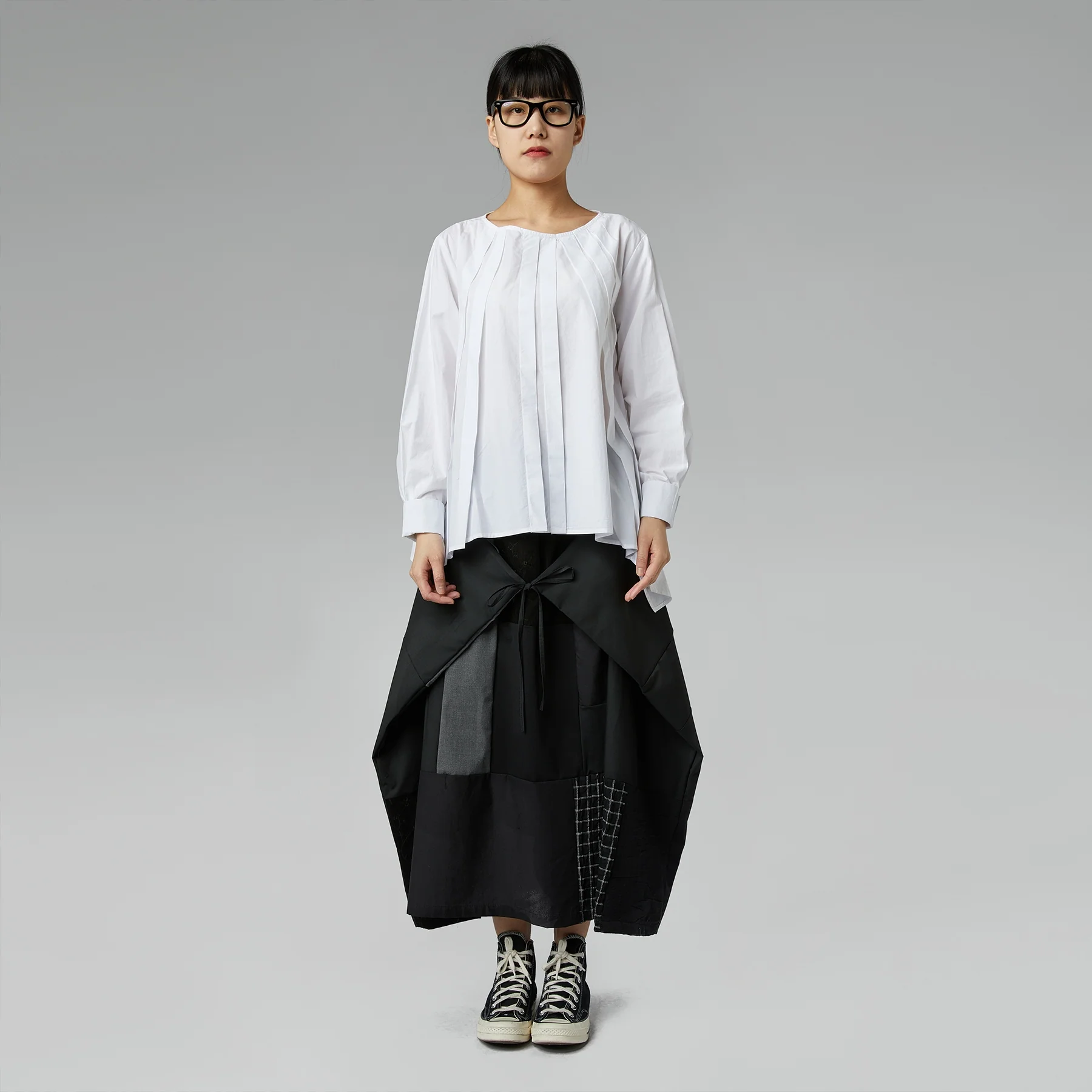 BLOUSE WITH PLEATS WHITE - Image 3