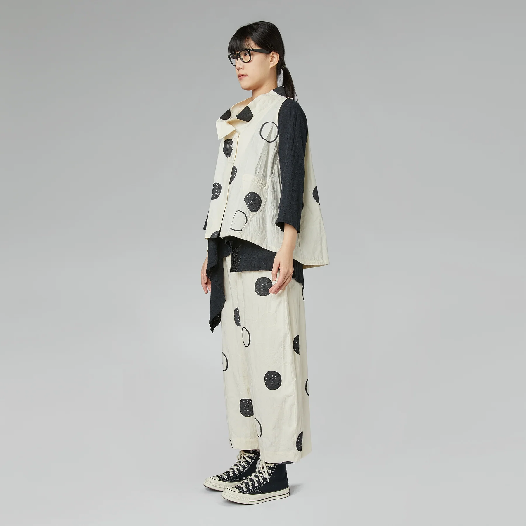 POLKA DOT TOP WITH CUP COLLAR CREAM - Image 3