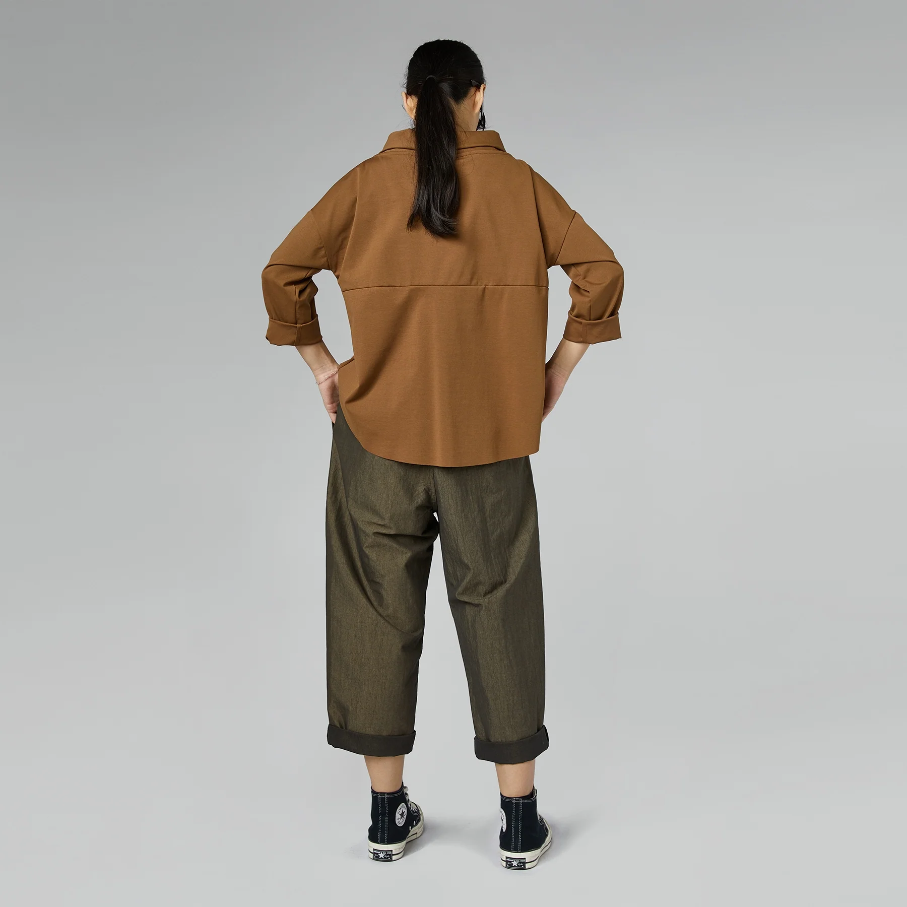 TURN-UP NECK SWEATER IN PUNTO MILANO FABRIC - Image 23